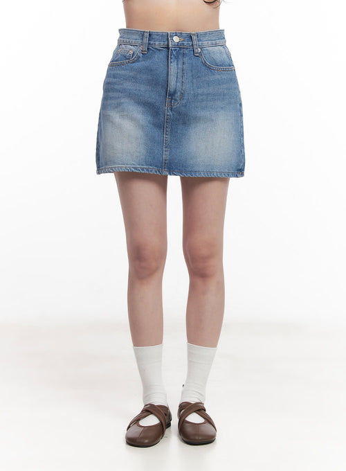 Denim Washed Mini Skirt  CY523